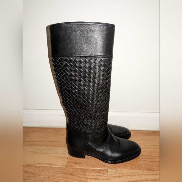 BOTTEGA VENETA PIXELMOD LEATHER WEAVE RIDING BOOTS - Picture 6 of 16